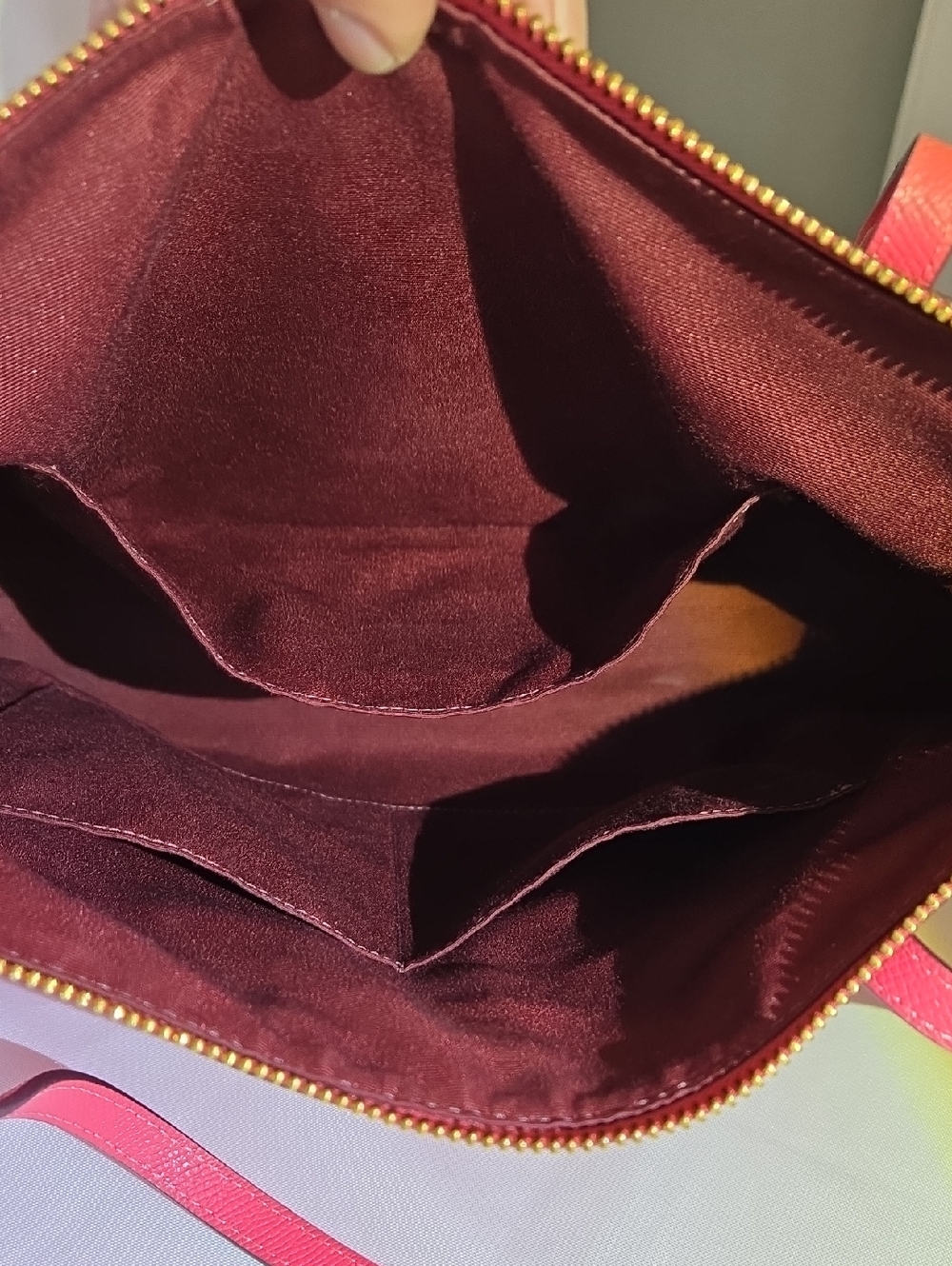Coach Crossgrain Leather Zip‑Top Tote Bag (Style 4454) in Pink Ruby. - Picture 11 of 13